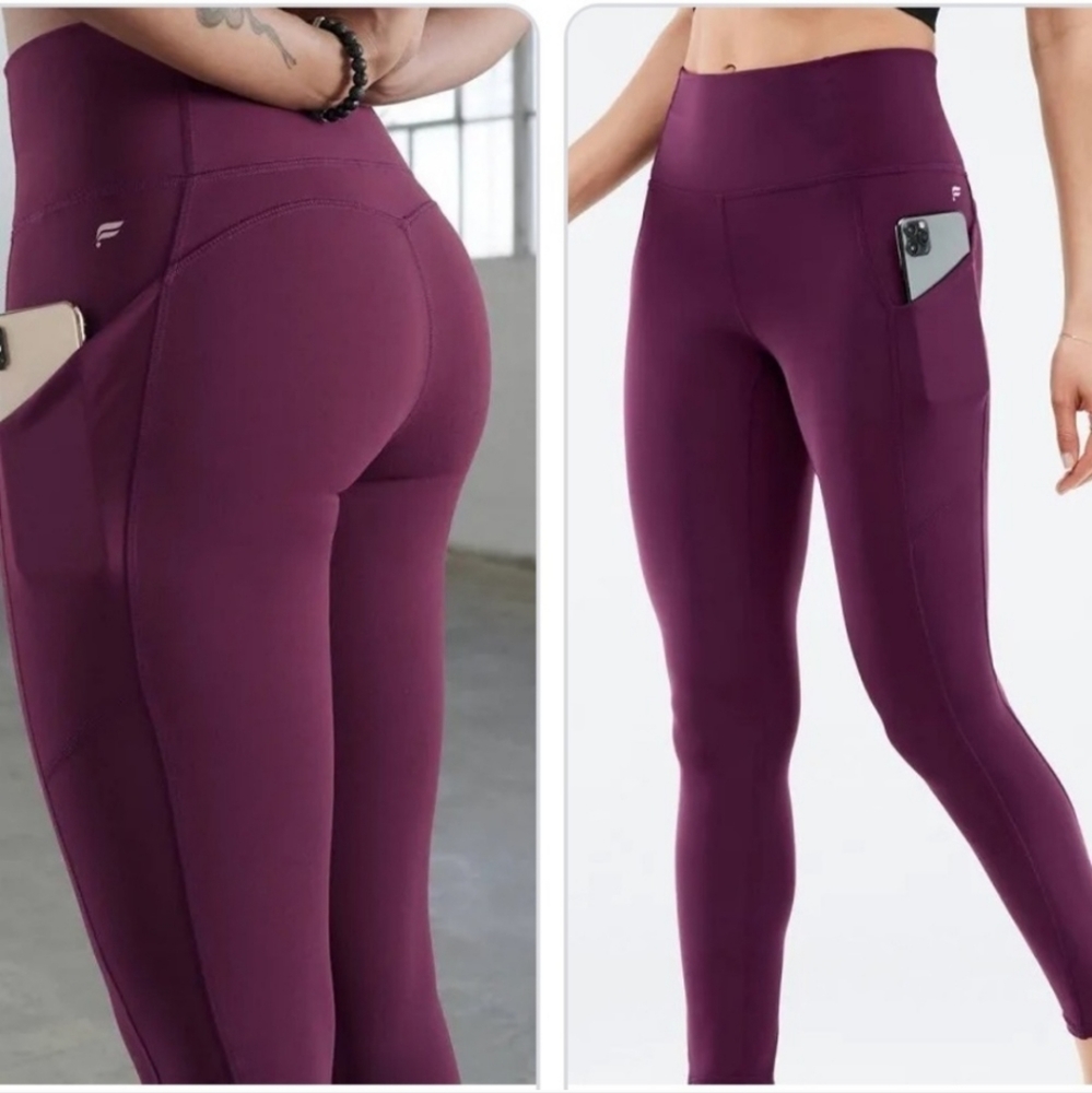 FABLETICS PURELUXE HIGH WAISTED 7/8 LEGGING BURGUNDY PURPLE NWT L 10 $69